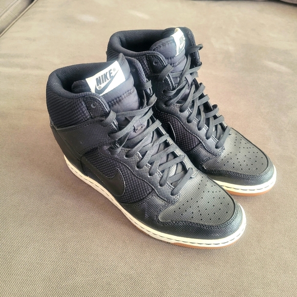 Nike Shoes - Nike Dunk Sky Hi Mesh Womens Size 8.5 Wedges Black Gum Sole High Top 579763-001